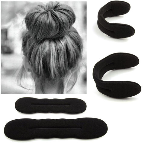 Women Black Hair Styling Bun Curler Maker Ring Magic Sponge Clip Foam Donut Twist Tool ► Photo 1/6