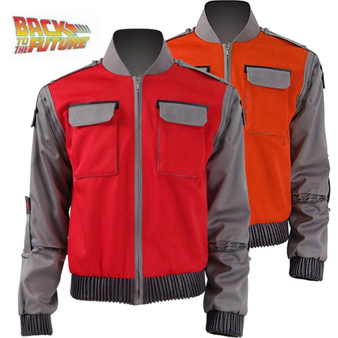 High-quality Back To The Future Cosplay Costume Jr Marlene Seamus Marty Mcfly Jacket cosplay Orange Red Outwear Coat ► Photo 1/6