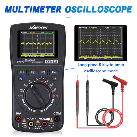 KKmoon kkm828 High Definition Intelligent Graphical Digital Oscilloscope Multimeter 2 in 1 with 2.4 Inches Color Screen 1MHz ► Photo 1/6