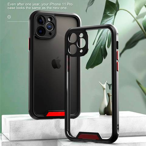 Armor Transparent Shockproof Bumper Phone Case For iPhone SE 11 Pro Max X XR XS Max 7 8 Plus Camera Protection Acrylic+TPU Cover ► Photo 1/6