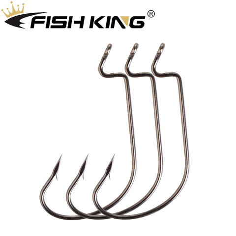 FISH KING Lure Fishing Hook Soft Worm Lure 5/0#-4# Bass Barbed Carbon Steel Wide Crank Offset Fishhook Carp Fishing Hooks ► Photo 1/6