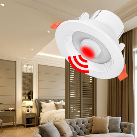 AC 85-265V 5W 10W 15W 20W Round Recessed LED Ceiling Light PIR Motion Sensor Spot Light for Corridor Aisle Auto ON/Off at Night ► Photo 1/6