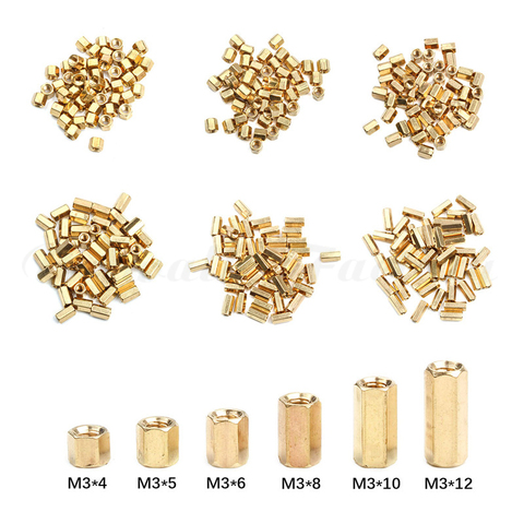 50Pcs M3 Hex Nut Spacing Screw Female Brass Threaded Pillar PCB Motherboard Standoff Spacer 4mm/5mm/6mm/8mm/10mm/12mm ► Photo 1/6