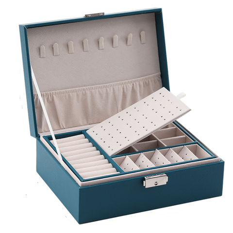 PU Leather Jewelry Storage Box Portable European-Style Multi-Function Packaging Box  With Drawer Winter Gift ► Photo 1/6