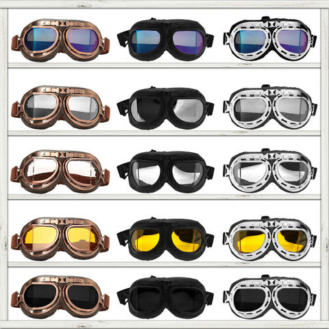 Vintage Aviator Motorcycle Motorbike Goggles Motocross Dirt Bike Eyewear Glasses 