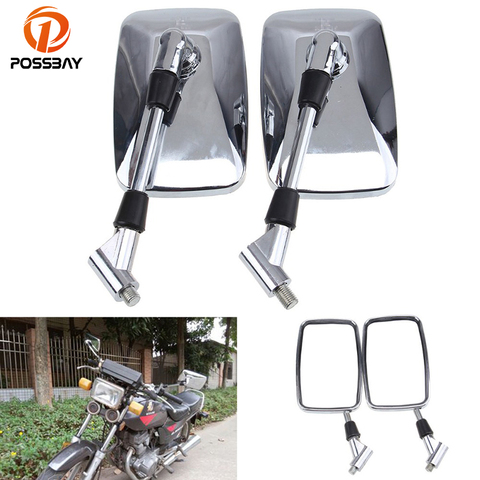 POSSBAY Chrome Motorcycle Mirror Scooter Rear Side View Cafe Racer For Harley Honda Suzuki Yamaha Moto Motorbike Mirrors ► Photo 1/6