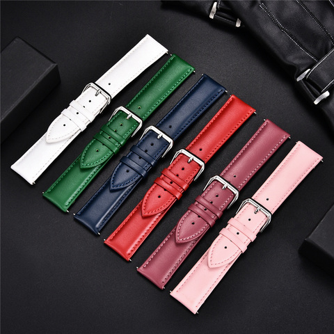 Soft and Smooth Calfskin Leather Watch Strap Colorful Women Watchband 14mm 16mm 18mm 20mm 22mm Wrist Straps Watch Accessories ► Photo 1/6