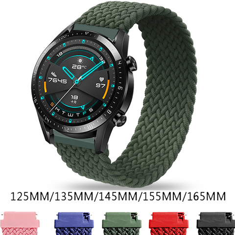 Fabric Braided Solo Loop Strap For Huawei Watch GT/GT2 46MM Honor Magic Smart Band Elastic 22MM Bracelet For TicWatch Pro Correa ► Photo 1/6