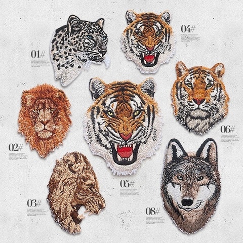 Animal Tiger Leopard Embroidery Patches Ironing Applications for Military Army Stripes Clothes Iron on Clothing Applique Sticker ► Photo 1/6