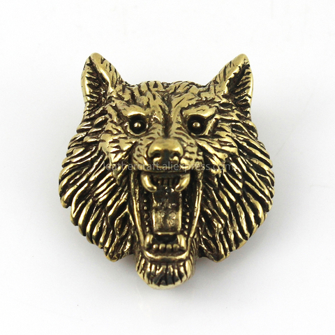 1 X Brass Wolf Demon Devil Conchos Screwback Material Animal Head Design Leather Bag Wallet Chain Button Rivet Connector ► Photo 1/6