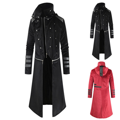 Plus Size S-5XL Medieval Coat New Scorpion Mens Coat Long Jacket Gothic Steampunk Hooded Trench 5794 ► Photo 1/6