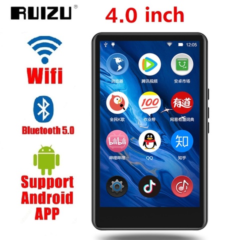 Newest RUIZU H6 Andorid Wifi Bluetooth 5.0 Full Touch Screen MP3 Player 4.0inch 8/16GB Music Player With Speaker,FM,E-book,Video ► Photo 1/6