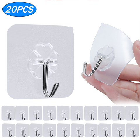 20pcs Hooks for Bathroom Self Adhesive Door Wall Hook Hanger Suction Cup for Kitchen Storage Towel Garlands Hanging Hooks ► Photo 1/6