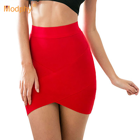 Women Hot Short Elastic Rayon Bandage Skirt Mini Sexy Slim Tight Pencil Night Club Party Candy 12 Colors Drop Shipping HL135-2 ► Photo 1/6