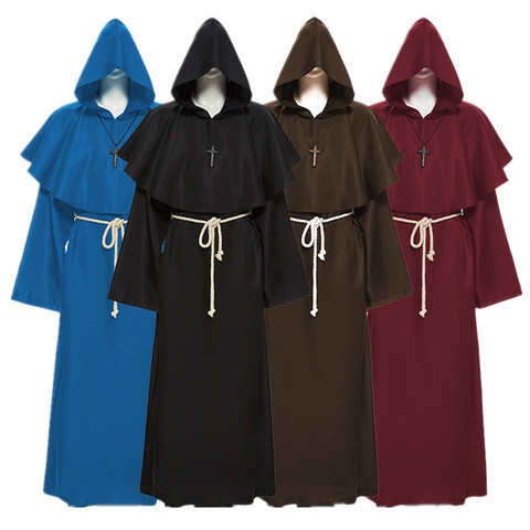 Unisex Halloween Robe Hooded Cloak Costume Plague Doctor Cosplay Monk Suit Adult Role Playing Decoration Clothing C34143AD ► Photo 1/6