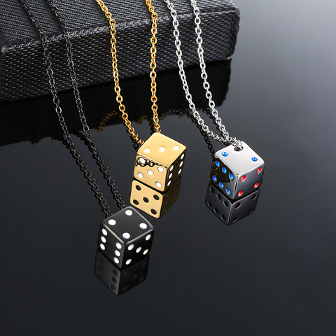 Vnox Men's Cool Cube Dice Style Necklaces Stainless Steel Male Lucky Gifts for Him Jewelry ► Photo 1/6