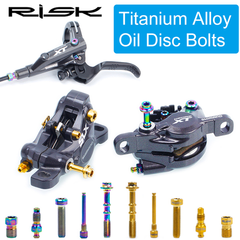 RISK Titanium Screw Bicycle Oil Disc Brake Clamp Bolts For SHIMANO/SRAM MTB Bike All series Oil Disc Brake Oil Tube Caliper Bolt ► Photo 1/6