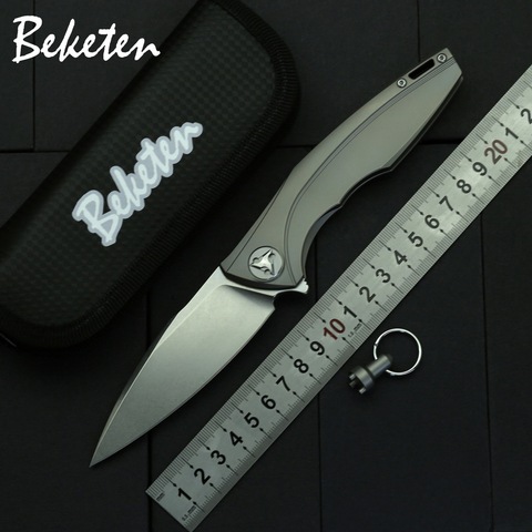 BEKETEN New Titanium Folding Knife D2 Blade Outdoor Adventure Camping Hunting Fishing Survival Tactical Pocket Knives EDC Tools ► Photo 1/6