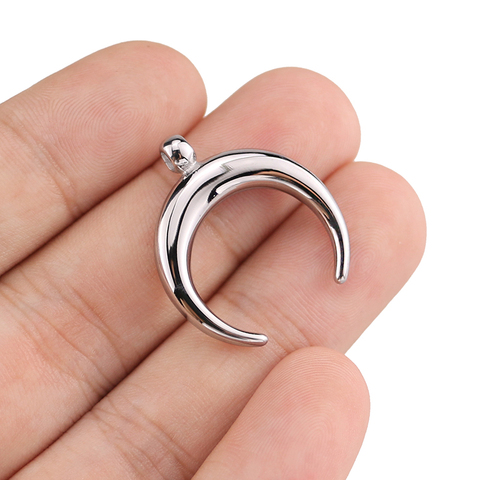 1pcs Fine Polished High Quality Stainless Steel Horns Charm Crescent Moon Pendants for Jewelry Making Necklace DIY Handmade ► Photo 1/6