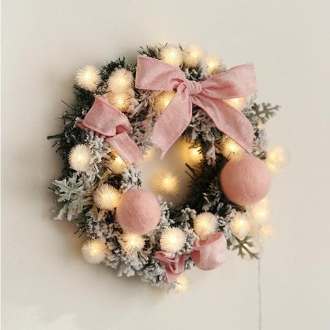 30CM Christmas Artificial Rattan Flower Door Hanging Wreath with String Light Wall Decoration for Home Festival Party #CW ► Photo 1/6