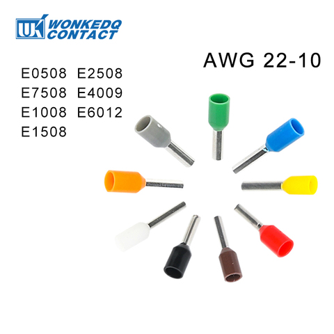 Insulated Ferrule Terminal Crimp Terminator cord pressed insulated terminal 1000pcs VE0508 7508 1008 1508 2508 4009 Copper ► Photo 1/6