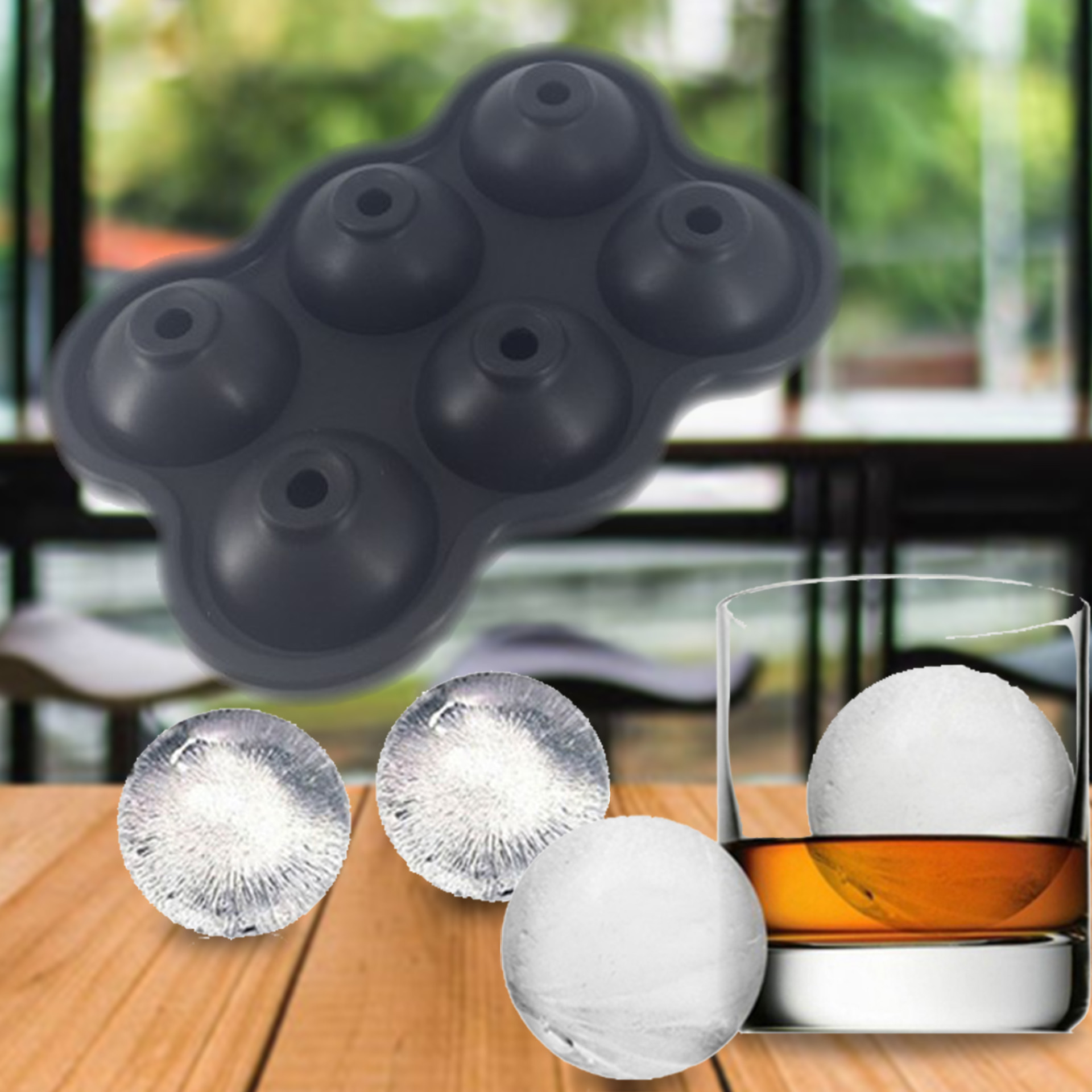 Silicone Whiskey Ice Ball Maker  Large Ice Cube Maker Silicone - Large 6  Cell Ice - Aliexpress