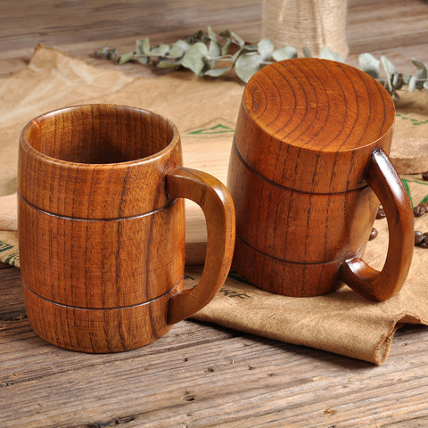 Portable Outdoor Kuksa Wood Beer Mug Wooden Tea Cup Handmade Milk Coffee Beer Drinking Rubber Wood Mugs ► Photo 1/6