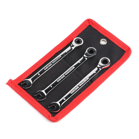 6 7 8mm Ratchet Wrench Set of Keys Spanner Flexible or Fixed Head with Storage Pouch for Small DIY Bicycle Repair Home Improvent ► Photo 1/5