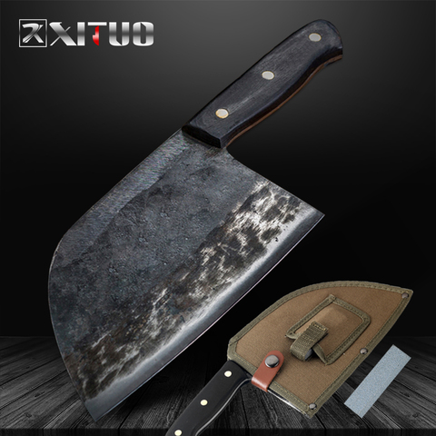 Meat Cleaver Knife, Forged Slaughter Cutting and Slicing Knife Kitchen  Knife Sharp Knife High Carbon Steel Fishing Sharp Cooking Knife Chef Knife