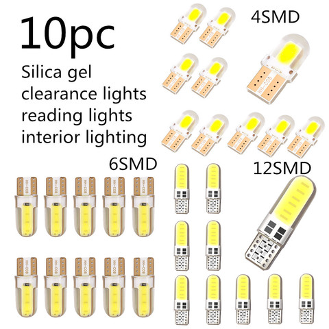 10PCS 4/8/12SMD Bright White COB W5W T10 194 168 Led Car Interior Bulb Canbus 12V Reading Car Side Wedge Light clearance lamp ► Photo 1/6