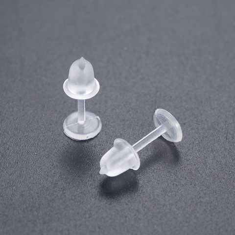 50Pcs/Pack Clear Plastic Stem Rubber Anti-Allergy Ear Stud Replacement Earring Accessories Protect Ears From Ear Hole Blockage ► Photo 1/6