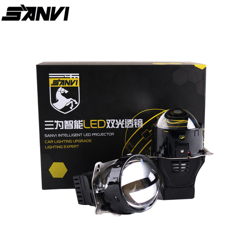 Sanvi Newest A8 3 Inches Car Bi LED Projector Lens Headlight 5500K 44w Auto LED Projector  headlamp Car Light Acceesories ► Photo 1/6