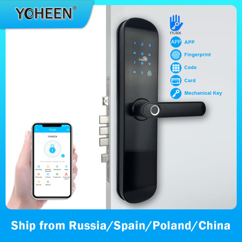 Electronic Security Smart Bluetooth App WiFi Digital Code IC Card Biometric Fingerprint Door Lock for Home ► Photo 1/6