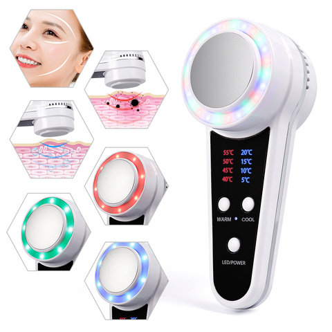 3 Colors Hot Cold Beauty Instrument Photon Rejuvenation Massager Skin Lifting Firming Facial Cool Warm Hammer Face Care Massager ► Photo 1/6