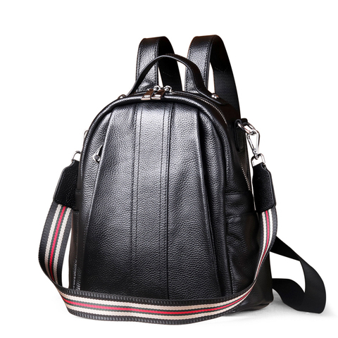 2022 Korean Style Women Daypack Anti Theft Design Female Backpack Balck Litchi Cowhide Leather Travel Shoulder Bags ► Photo 1/6