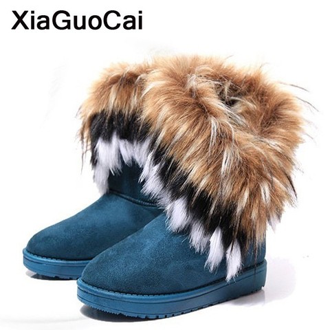 Snow Boots Woman Winter Warm Female Mid-calf Boots With Fur Plush Ladies Shoes Furry British Soft Flock Short Botas Slip-On 2022 ► Photo 1/6