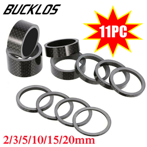 11pc set Carbon Fiber Bicycle Washer 3/5/10/15/20mm Headset Stem washer Spacer 1-1/8