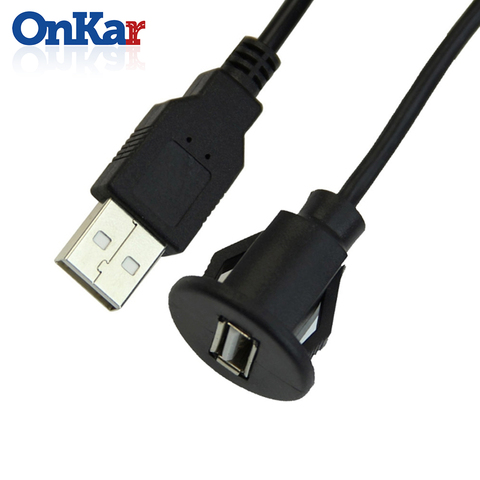 ONKAR Car Accessories USB 2.0 Male to Female Car Flush Mount Extension Cable Car Van Dashboard Flush Mount Dual USB Socket ► Photo 1/6