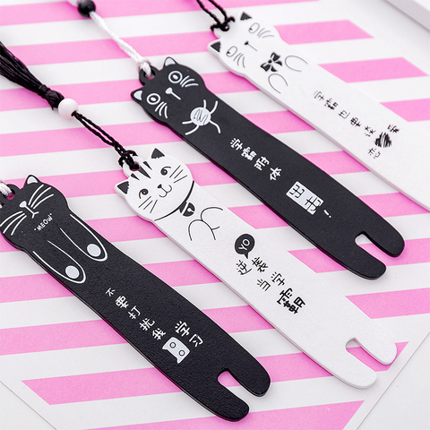 1 Piece Lytwtw's Cat Tassel Book Markers Candy Color Stationery Cartoon Gift Office School Kitten Wooden Bookmarks For Books ► Photo 1/5