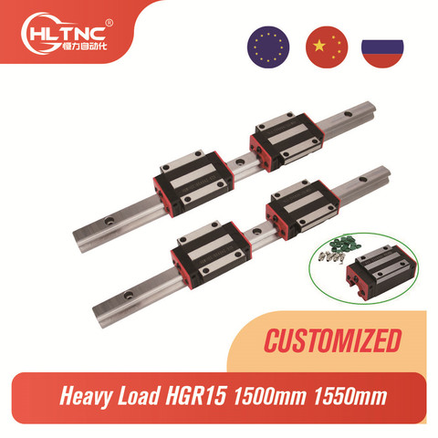 Fast shipping 2pc HGR15 linear guide rail 1500mm 1550mm+4pc linear block carriage HGH15CA /flang HGW15CC HGH15 CNC parts ► Photo 1/6