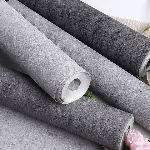 Dark Pure Plain Color Cement Gray Wallpaper PVC Matte Texture Waterproof Home Decor Living Room Bedroom Wall Paper Rolls Modern ► Photo 1/6