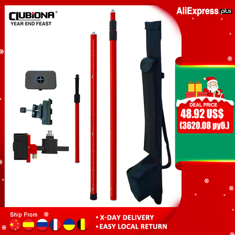 CLUBIONA 4M Telescopic Pole Extend Bracket Holder Support Stand Mount Ceiling Line Leveling Rod for 1/4