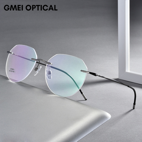 Ultralight Titanium Alloy Rimless Men Glasses Frame Square Eyeglasses Myopia Prescription Frames For Women Optical Eye Glass ► Photo 1/6