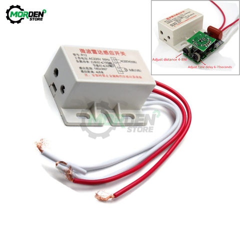 AC 220V 50Hz Adjustable time delay Microwave Radar Sensor Switch Auto Infrared PIR Human Body Motion Sensor Module Light Switch ► Photo 1/5