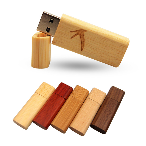 Wooden Bamboo USB Flash Drive Wood Chips Pendrive 4GB 8GB 16GB 32GB 64GB Memory Stick U Disk Personal Gift 10PCS Free Logo ► Photo 1/6