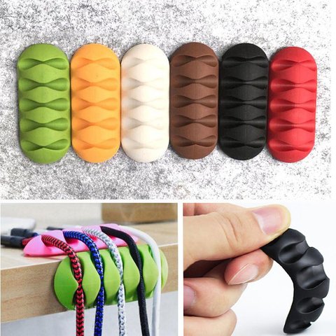 Cable Holder Protector Management Organizer Finishing Desktop Plug Long strip Silicone Wire Retention Clips Power Cord Winder ► Photo 1/6