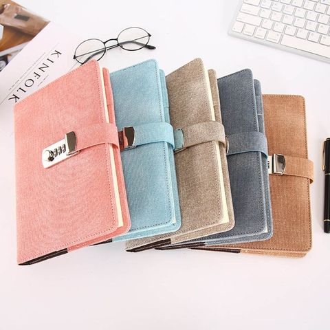 OOTDTY A5 Notebook with Password Lock Leather Agenda Diary Week Planner Notepad School ► Photo 1/6