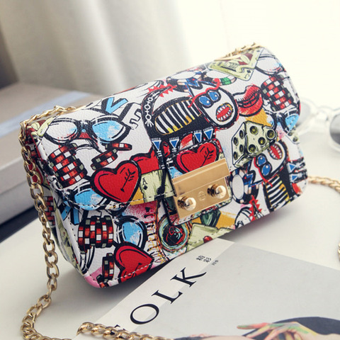 2022 New Women Bags Summer Graffiti Ladies designer handbags high quality chain mini bag women messenger bags for women Clutch ► Photo 1/3