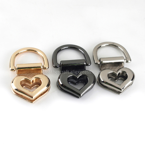 2pcs Metal Bag Side Anchor Gusset Hanger Clamps Heart Shape Bag Side Edge Anchor Link Hardware with D Rings for Bag Purse ► Photo 1/6