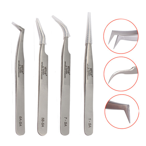 VETUS Stainless Steel Tweezers High Precision set Eyelash Extension 3d Eyelashes Extensions Vetus Tweezer Tools Pincet ► Photo 1/6